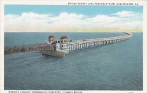 Louisiana New Orleans Bridge Across Lake Pontchartrain Curteich