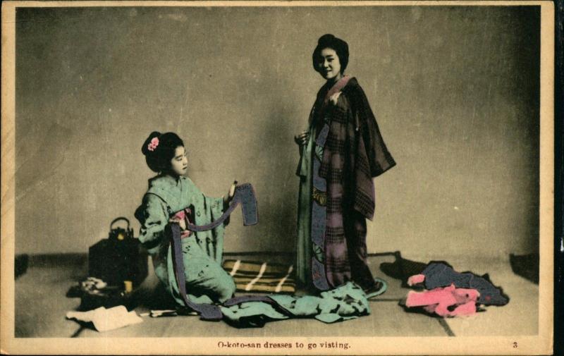 JAPAN, Women, O-koto-san, Dresses, c1910 Color Vintage Postcard JA449981