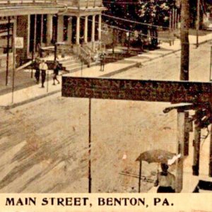 Benton Pennsylvania Postcard Main Street Benton Hardware Keller Conner 1909 UL 