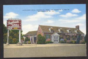 KNOXVILLE TENNESSEE HIGHLANDS GRILL RESTAURANT LINEN ADVERTISING POSTCARD