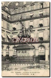 Old Postcard Paris Statue of Joan of Arc Square Pyramids Hotel Regina