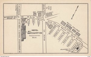 NORTHAMPTON, Massachusetts, 1930s; Hotel Northampton on a map of Northampton
