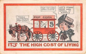 Greetings Humor Popcorn Wagon High Cost of Living Vintage Postcard AA84089