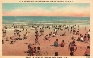 Panama City Florida, Enjoying The Sunshine Surf On The Gulf Of Mexico Postcard