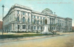 Milwaukee, Wisconsin Public Library & Museum 1908 Postcard Used