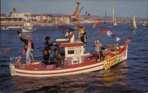 Newport Harbor California CA Tramp Steamer Character Boat Clowns Vintage PC