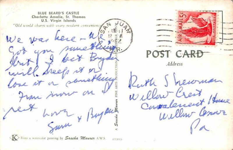 Blue Beards Castle Saint Thomas Virgin Islands Postcard