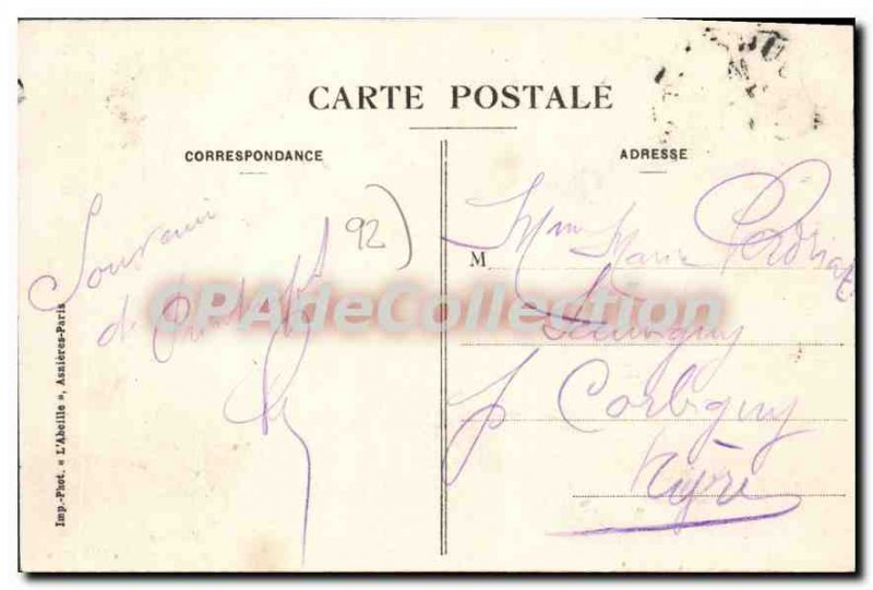 Old Postcard The Airship Suresnes Footbridge