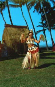 Hawaii Tahiatian Dancer Waikiki Chrome Postcard 03.96