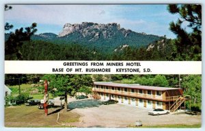 KEYSTONE, South Dakota SD ~ Roadside MINERS MOTEL 1978 Mt. Rushmore Postcard