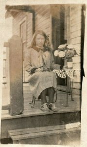 C.1910 RPPC Young Girl w/ Homemade Cloth Flowers Postcard P172