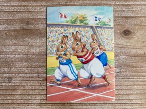 Across the Finishing Line, Tarrant, Rabbits, Medici, London, Vintage Postcard