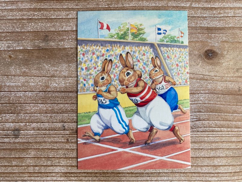 Across the Finishing Line, Tarrant, Rabbits, Medici, London, Vintage Postcard