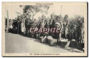 Postcard Old Black Man Group negro workers idle West Africa