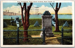 1924 Armstrong Rock Island Arsenal Rock Island Illinois Statue Posted Postcard