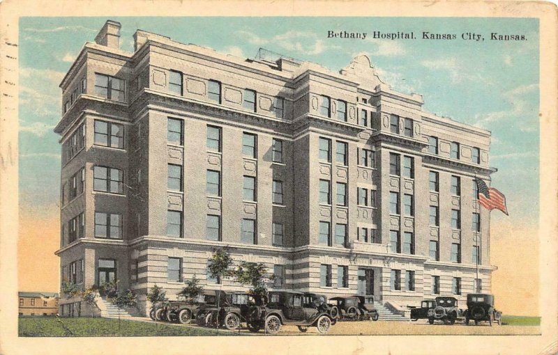 KANSAS CITY, KS Kansas  BETHANY HOSPITAL  20's Automobiles~Cars  1925 Postcard