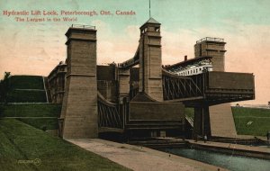 Vintage Postcard 1910 Hydraulic Lift Lock Peterborough Ontario Canada Largest