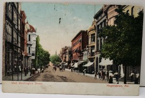 Hagerstown Md West Washington Street 1907 to Eagle Hotel Harrisburg Postcard E1