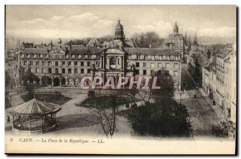 Old Postcard Caen Place de la Republique