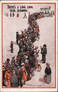 Social History Comic Humor Long Line For Food Potatoes Reg Maurice Postcard