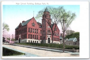 Bellows Falls VT High School Building c1910 Postcard Vermont Architecture