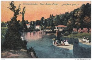 CONSTANTINOPLE, (Istanbul): Eaux douces d'Asie, Group of people on row boat, ...