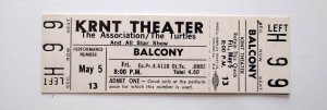 The Association Turtles Original UNUSED Concert Ticket 1967 KRNT Theater Iowa