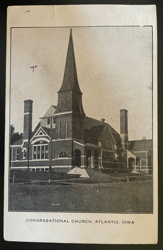 Vintage Postcard 1912 Congregational Church, Atlantic, Iowa (IA)