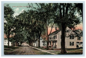 1907 Harrison ME Hotel and Elms Trees Postcard Maine Street Scene