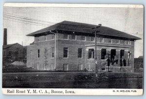 Boone Iowa IA Postcard Rail Road  Y.M.C.A. Building Exterior c1920's Antique