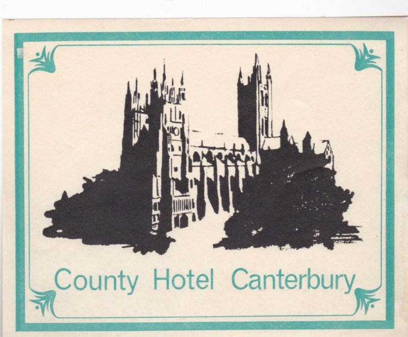 England Canterbury County Hotel Vintage Luggage Label lbl0297