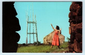 KONA COAST, HI Hawaii ~ Oracle TOWER of Ancient HEIAU ~c1960s  Roadside Postcard