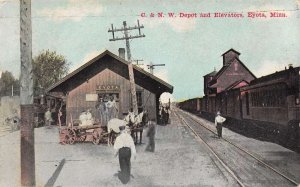 Eyota Minnesota C. & N.W. Depot & Elevators, Color Lithograph Vintage PCU11003
