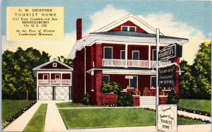 1940s G. W. Shoffmer Tourist Home Middlesboro KY Postcard