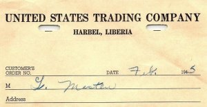 1945 HARBEL LIBERIA UNITED STATES TRADING COMPANY BILLHEAD INVOICE Z5549