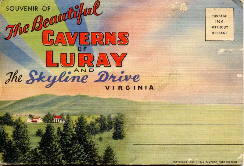 Folder -   Virginia,  Luray Caverns & Skyline Drive  18 views  (damaged)