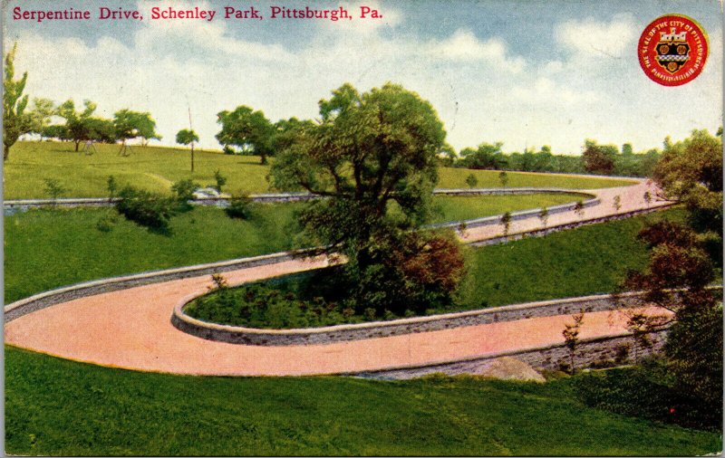 Vtg 1909 Serpentine Drive Schenley Park Pittsburgh Pennsylvania PA Postcard