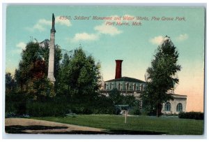 c1910s Soldiers Monument & Water Works Pine Grove Park Port Huron MI Postcard