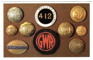 Railway Train Buttons & Badges Postcard