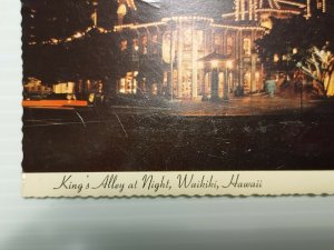 Postcard Kings Alley At Night Waikiki Hawaii Marketplace  Chrome Unposted 2507
