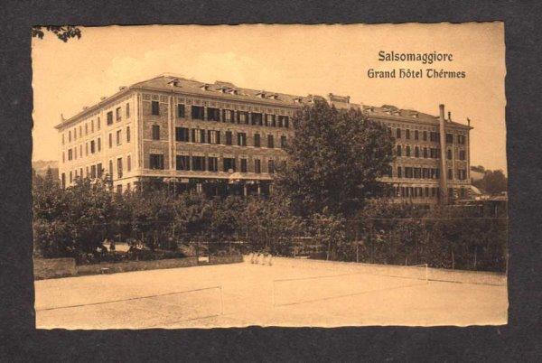 ITALY View Grand Hotel Thermes SALSOMAGGIORE Postcard Carte Postale Tennis Court