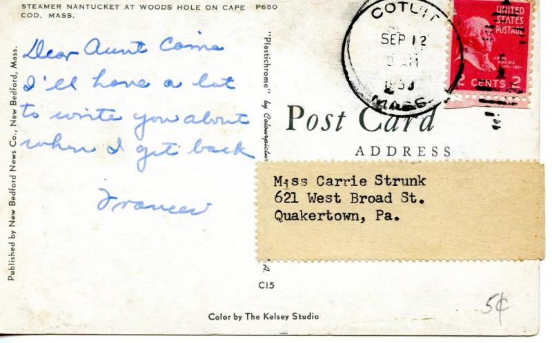 MA - Wood's Hole. Steamer Nantucket