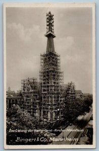 Postcard Interior design Church of the Holy Spirit Mannheim c1930's RPPC Photo