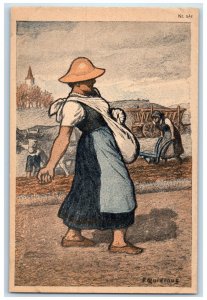 1914 Lady Farmer Postcard East Prussia Germany Unposted Antique Postcard