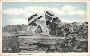 Jefferson ME Maine Romance Couple Farm Scene c1900-20s Vintage Postcard