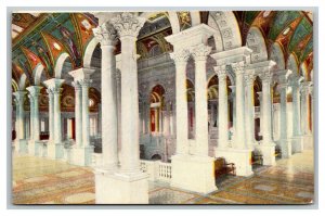 Vintage 1910's Postcard Interior Halls Library of Congress Washington DC