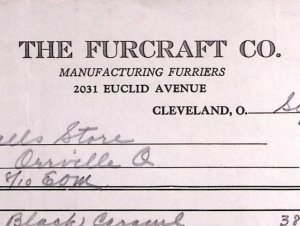 1937 THE FURCRAFT CO EUCLID AVE CLEVELAND OHIO BILLHEAD STATEMENT Z366