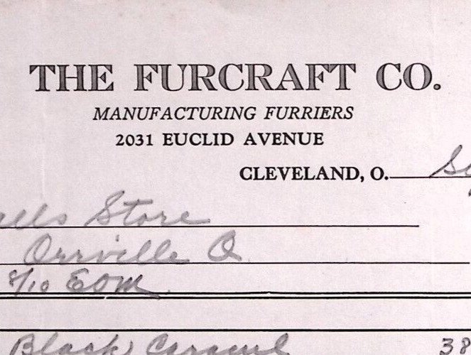 1937 THE FURCRAFT CO EUCLID AVE CLEVELAND OHIO BILLHEAD STATEMENT Z366