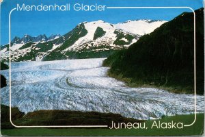 CONTINENTAL SIZE POSTCARD MENDENHALL GLACIER AT JUNEAU ALASKA 1980s