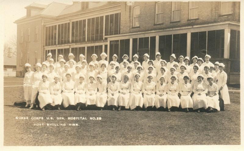 USA GEN. HOSPITAL FORT SNELLING MN NURSE CORPS ANTIQUE REAL PHOTO POSTCARD RPPC